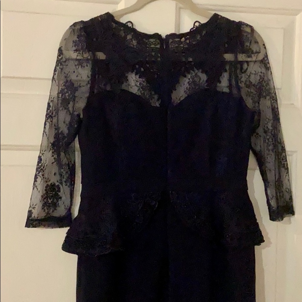 Navy lace peplum dress
